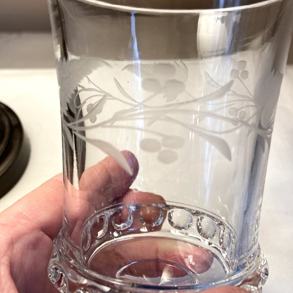 Vintage Water Glasses EAPG Ripley and CO Dakota Etched Ferns Berries Set of 3 - Picture 4 of 9